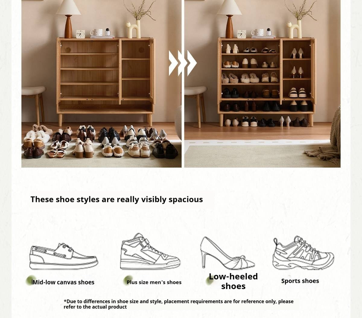 Oak Solid Wood Shoe Cabinet with Large Capacity and Vine Weaving Design