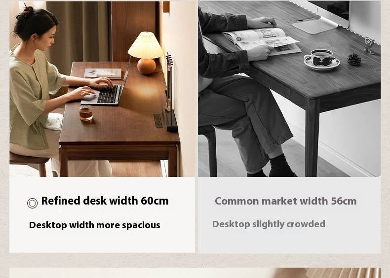 Black Walnut Solid Wood, Solid RubberWood Computer Desk