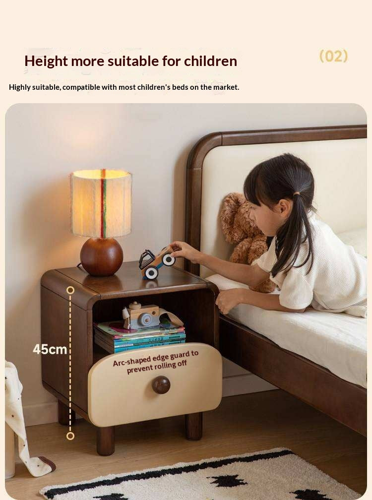 Solid Rubberwood Solid Wood Modern Children's Nightstand