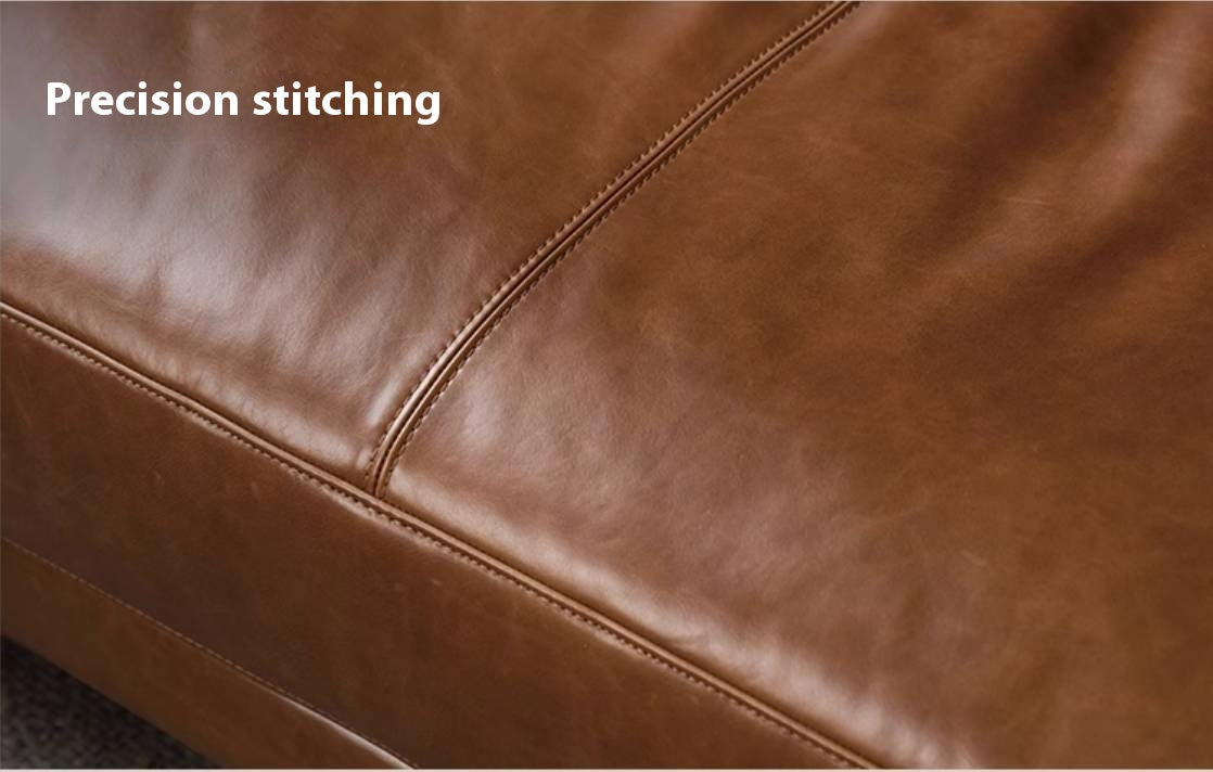 Italian Medieval Style Genuine Leather Oil-Wax Sofa