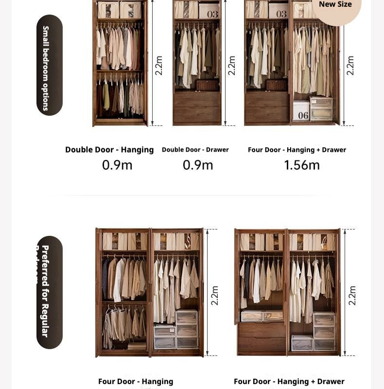 Black Walnut Solid Wood Large Wardrobe.