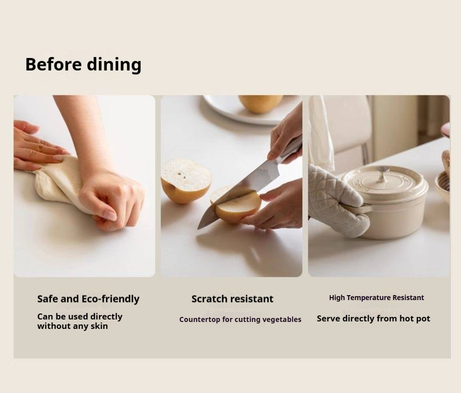 Black Walnut Solid Wood Modern Rock Plate Dining Table