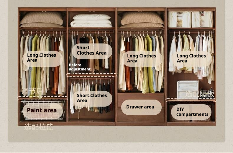 Sandalwood Solid Wood French Retro Style Wardrobe
