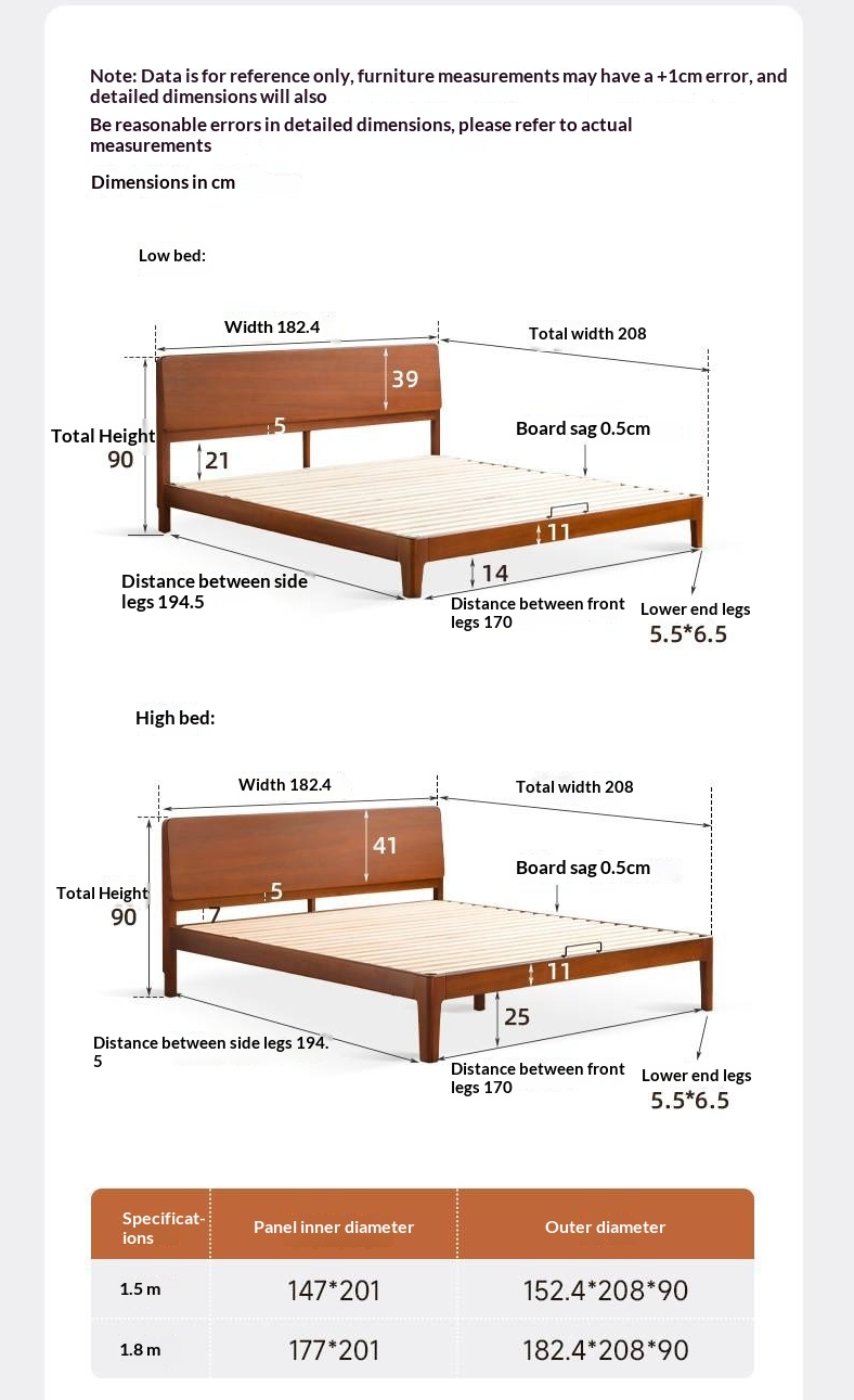 Poplar Solid Wood Bed — Retro Edge Vintage Slab Bed
