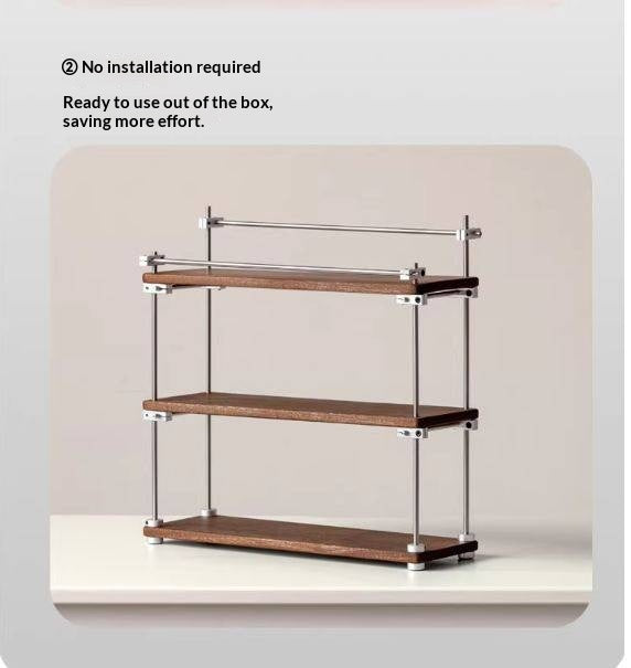 Sapele Solid Wood Multi Layer Storage Rack Antique Style