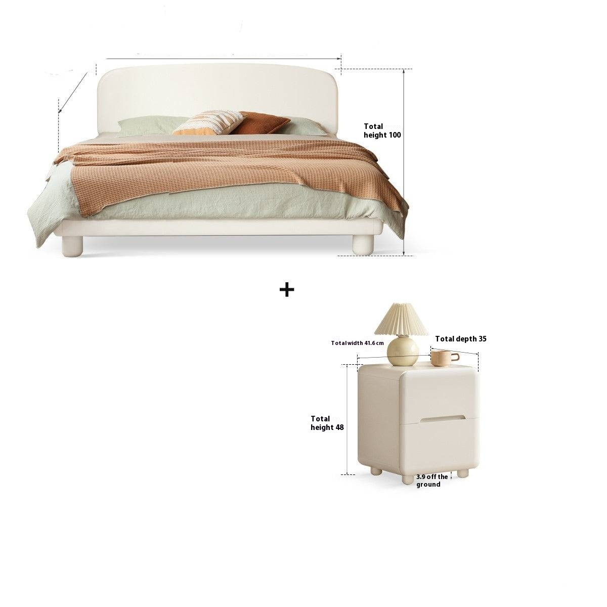 Poplar Solid Wood French Cream Style Bed