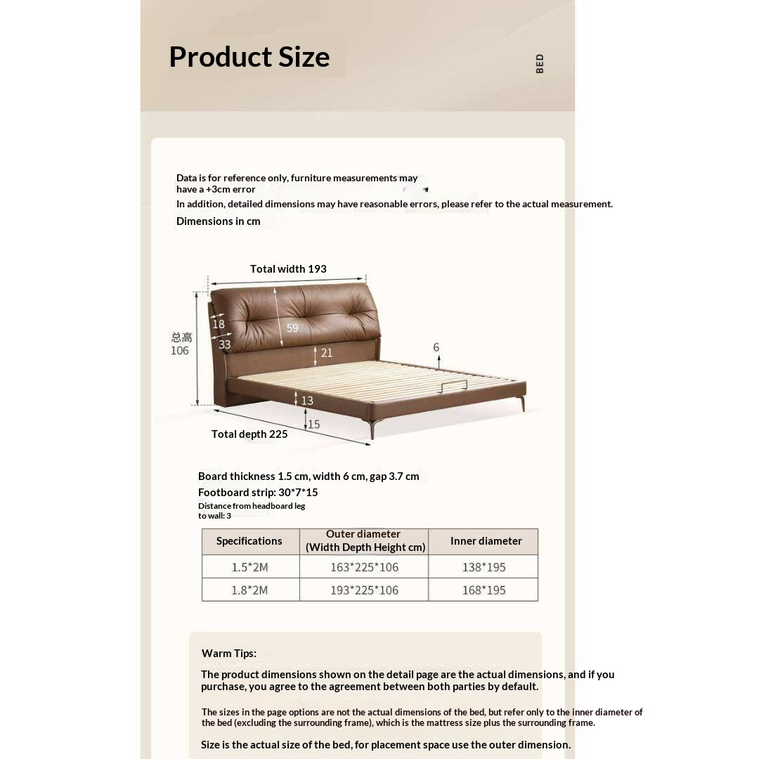 Genuine Leather Platform Bed with Curved Tufted Headboard and Tapered Metal Legs