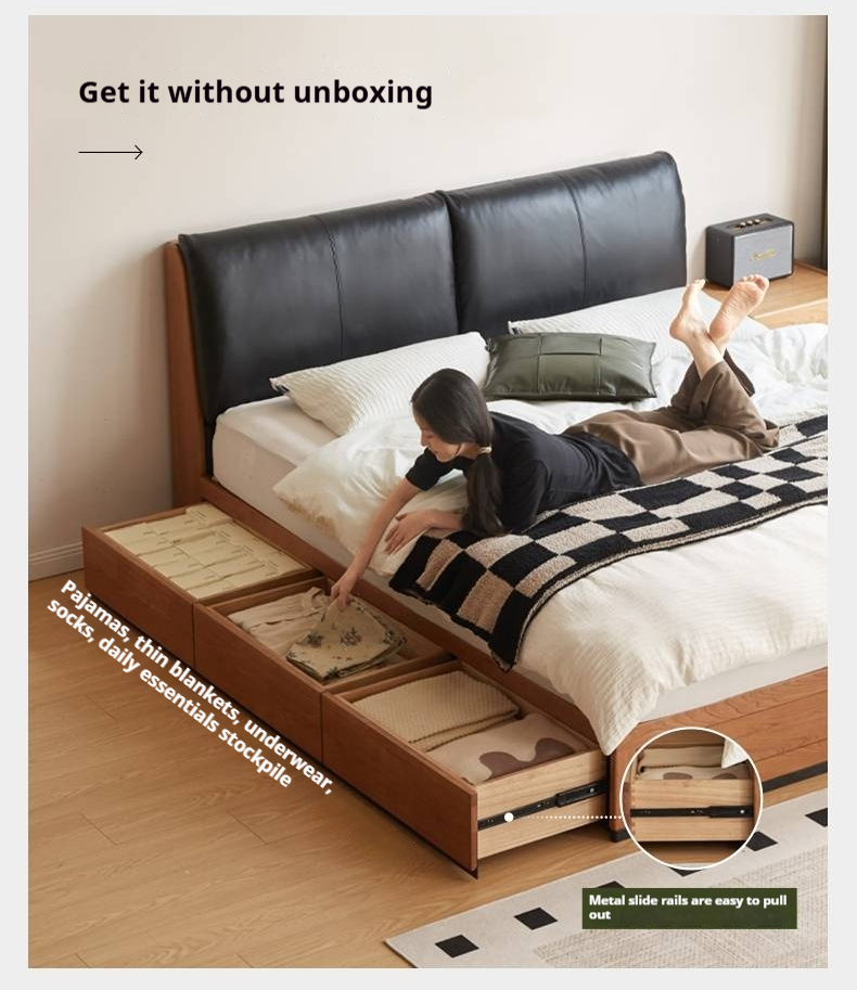 Cherry Solid Wood Box Bed Vintage Style