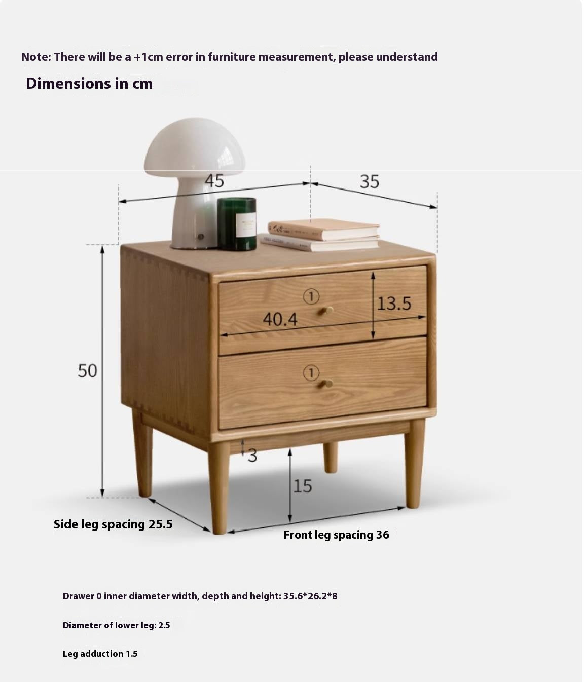 Ash, White Ash, Cherry Solid Wood Modern Style Nightstand