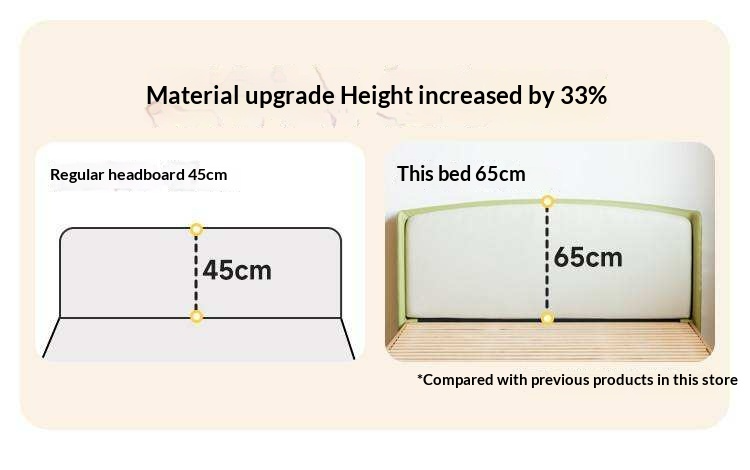 Beech Solid Wood Kids Upholstered Low Platform Bed with Curved Headboard