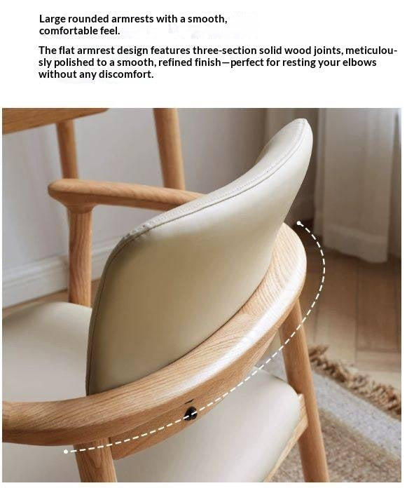 Oak Solid Wood Solid Dining Armchair with Curved Wraparound Back