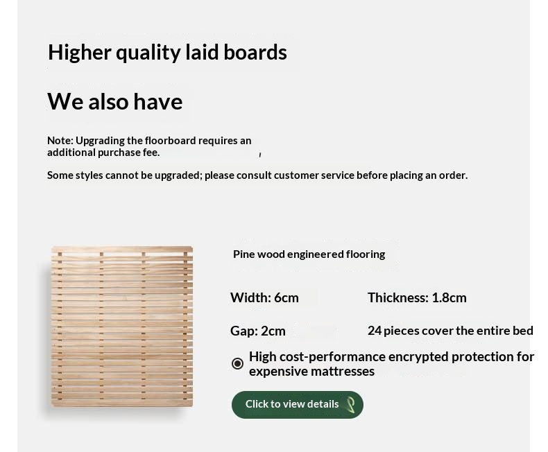 Oak Solid Wood Platform Box Bed, Headboard-Free Box Bed