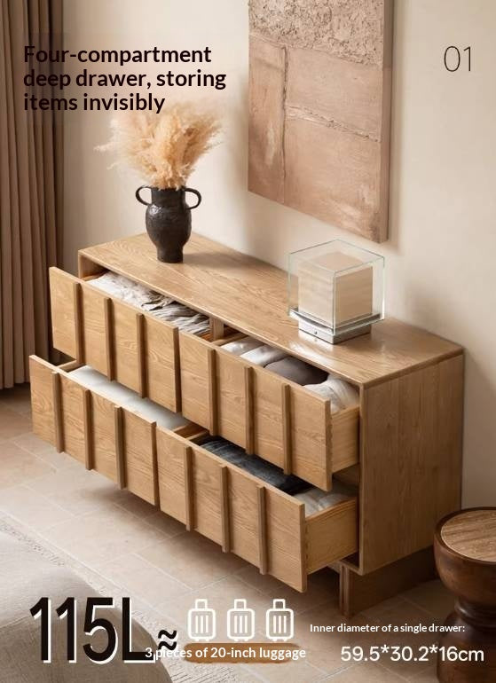 Ash Solid Wood Wabi-sabi Style Four-Drawer Chest