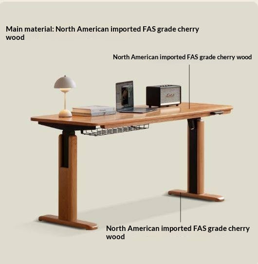 Cherry, Ash Solid Wood Electric Elevating Desk