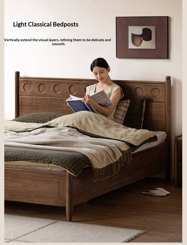 Black Walnut Solid Wood Box Bed — Italian Light Luxury Fully Openable Bed