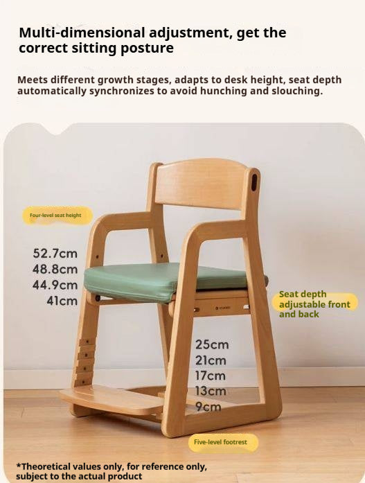 Beech Solid Wood Kids Adjustable Lift Chair