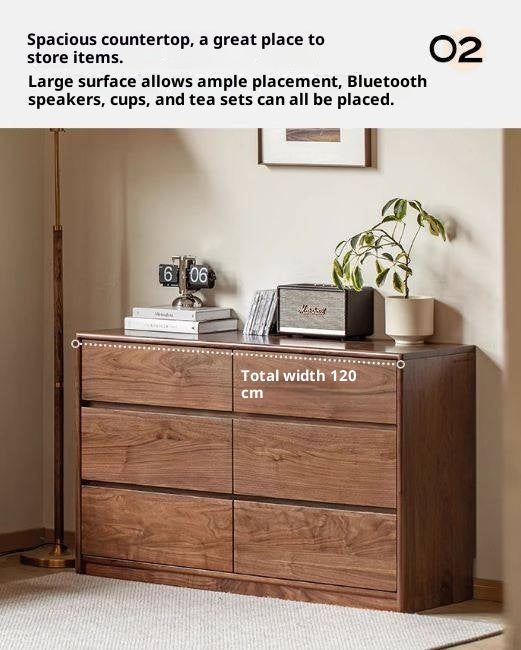 Black Walnut, South American Walnut Solid Wood Six-Drawer Chest