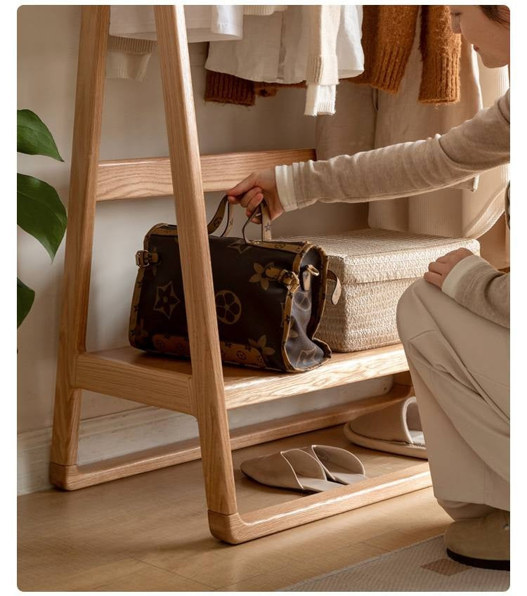 Solid Rubberwood Nordic Minimalist Standing Hanger
