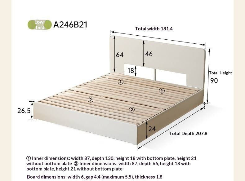 Rubberwood Solid Wood Bed — Modern Minimalist White Box Design