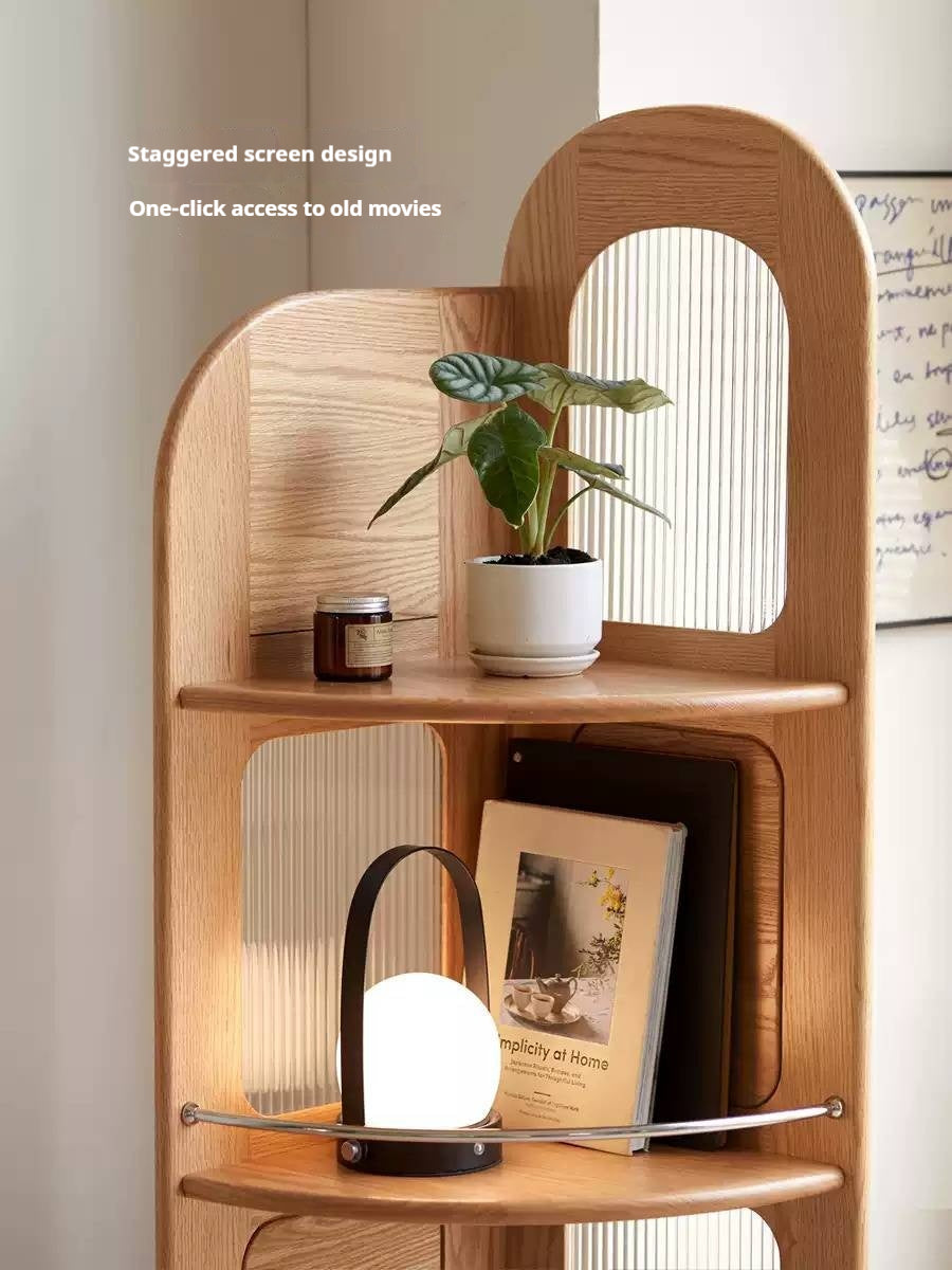 Oak, Ash Solid Wood Bookshelf Household Corner Storage Rack