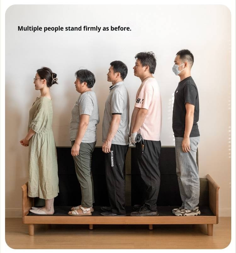 Oak Solid Wood Fabric Sofa, Couch with High Back Cushions, Durable Pet-Friendly Upholstery