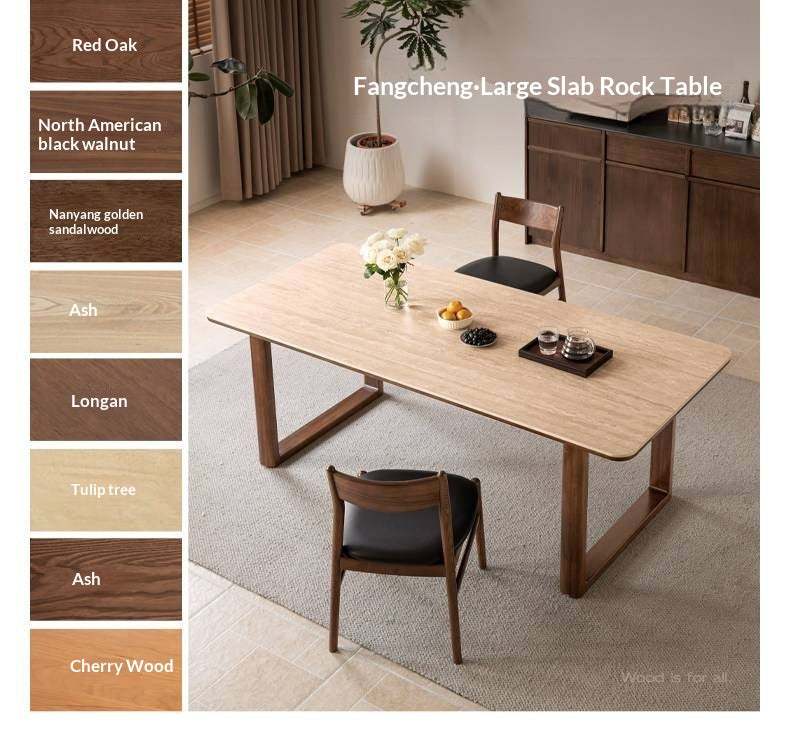 Solid Longan Hardwood Slab Dining Table with Antique-Inspired Retro Design