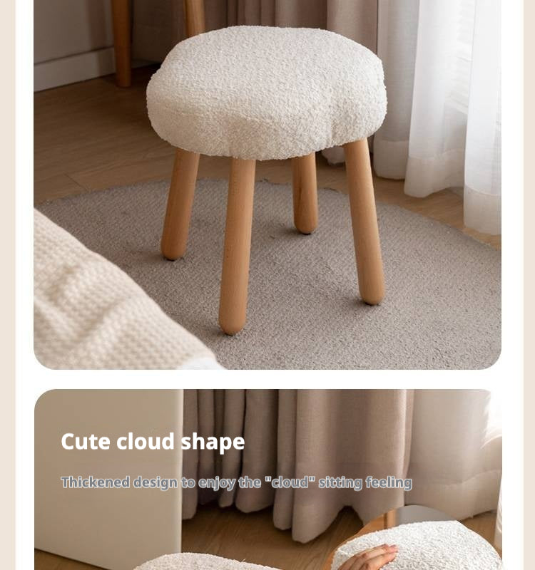Beech, birch solid wood Nordic lamb velvet cloud makeup stool.