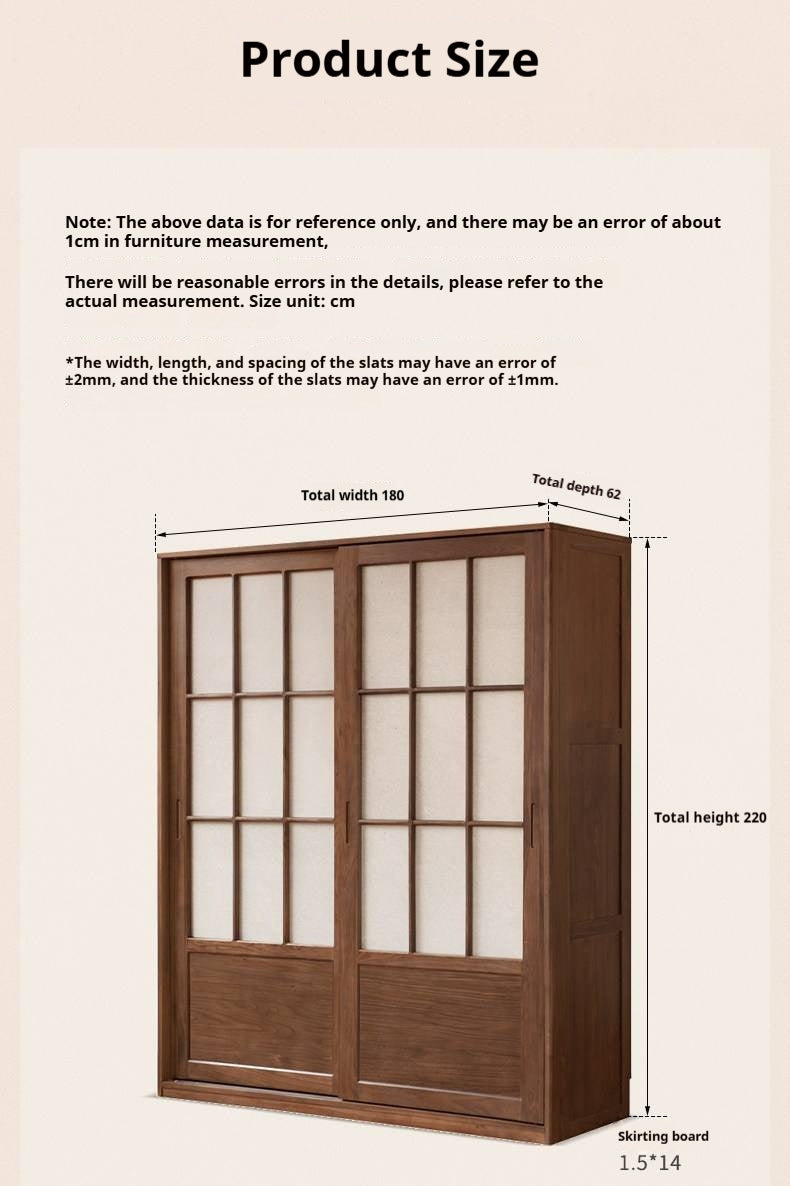Black Walnut Solid Wood Wardrobe with Aesthetic Design