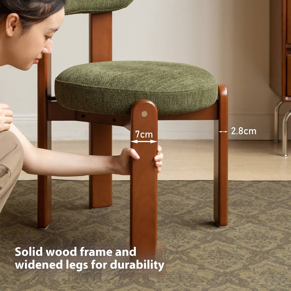 Beech, Solid Rubberwood Retro Style Dining Chair