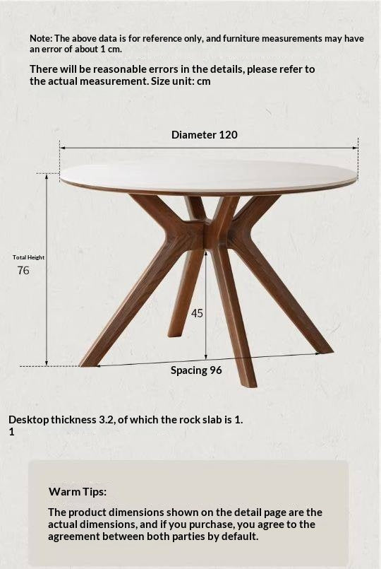 Oak Solid Wood Round Dining Table with Modern Minimalist Design