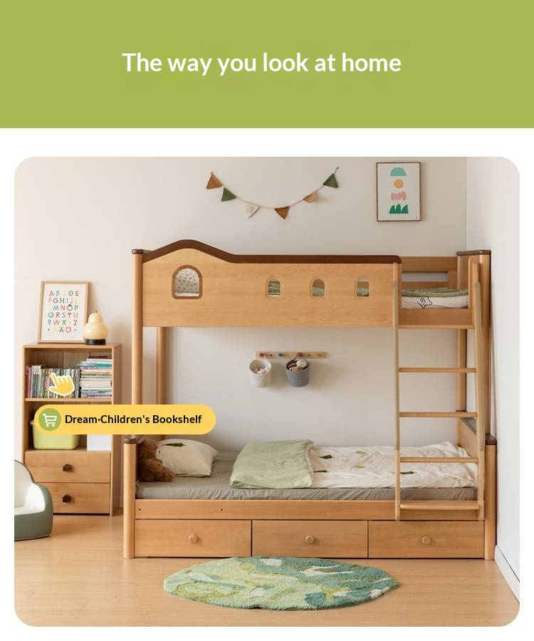 Beech Solid Wood Detachable Bunk Bed with Playful Design