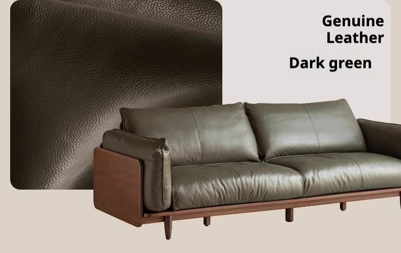 Black Walnut Solid Wood,Solid Sandalwood Genuine leather, fabric Sofa
