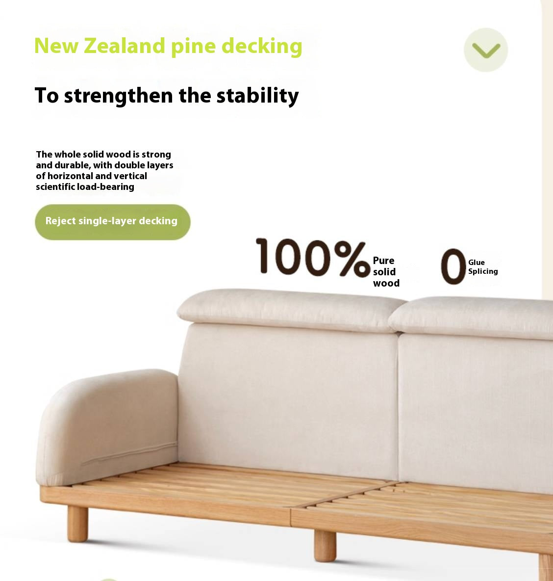 Oak Solid Wood Modern Casual High-Back White Fabric sofa