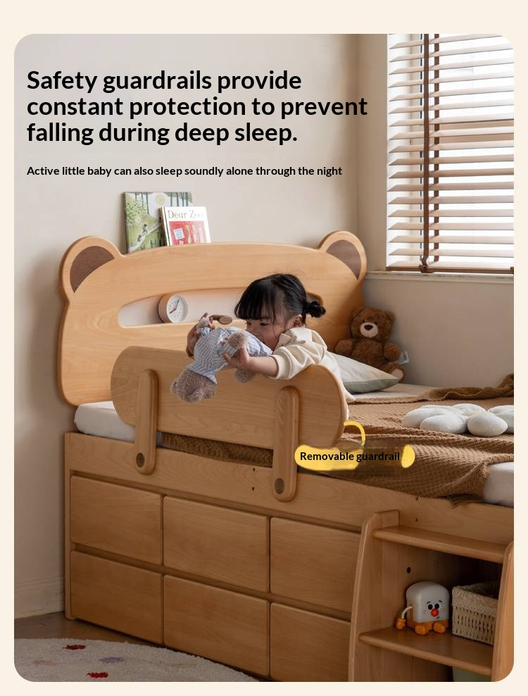 Beech Solid Wood Children's Night Light Storage Loft Bed