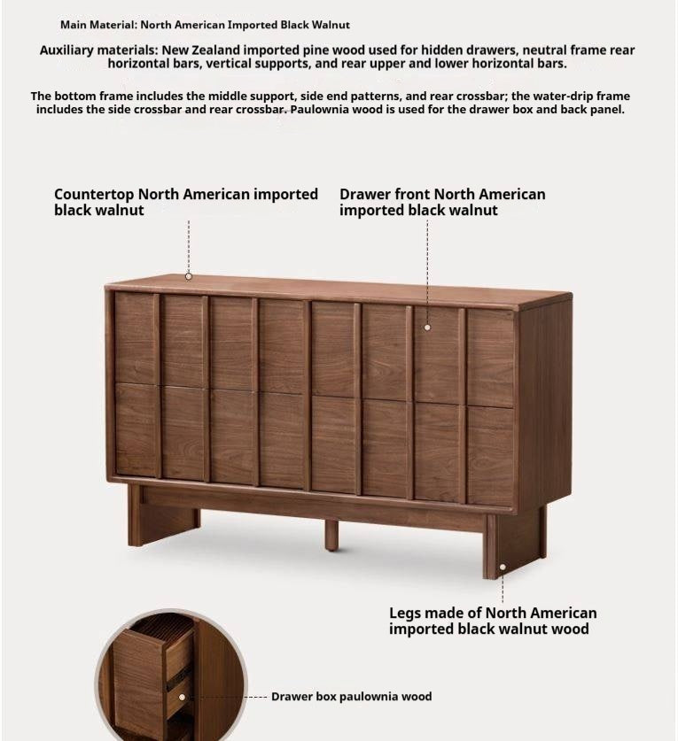 Black Walnut Solid Wood Wabi-Sabi Style Chest Of Drawers