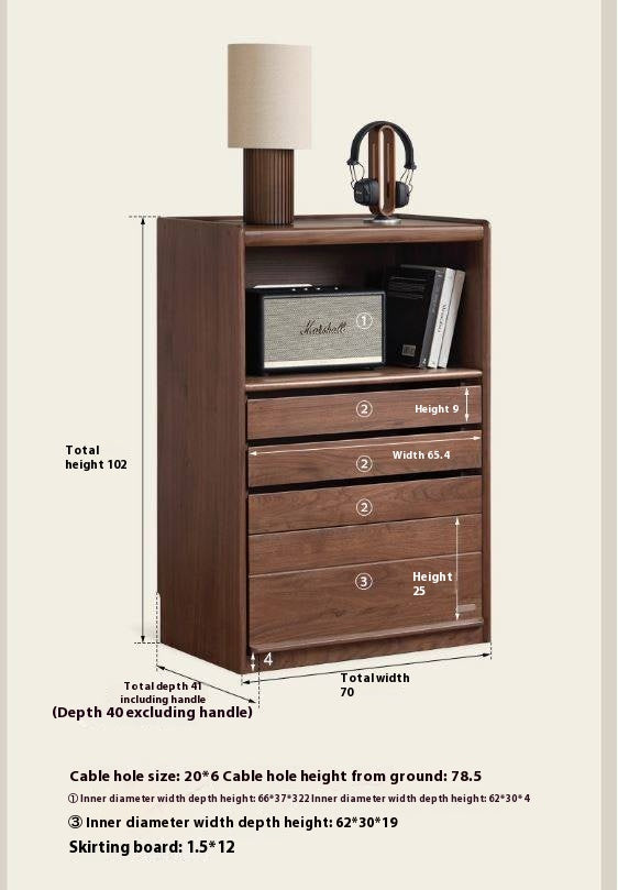 Black Walnut Solid Wood Side Cabinet.