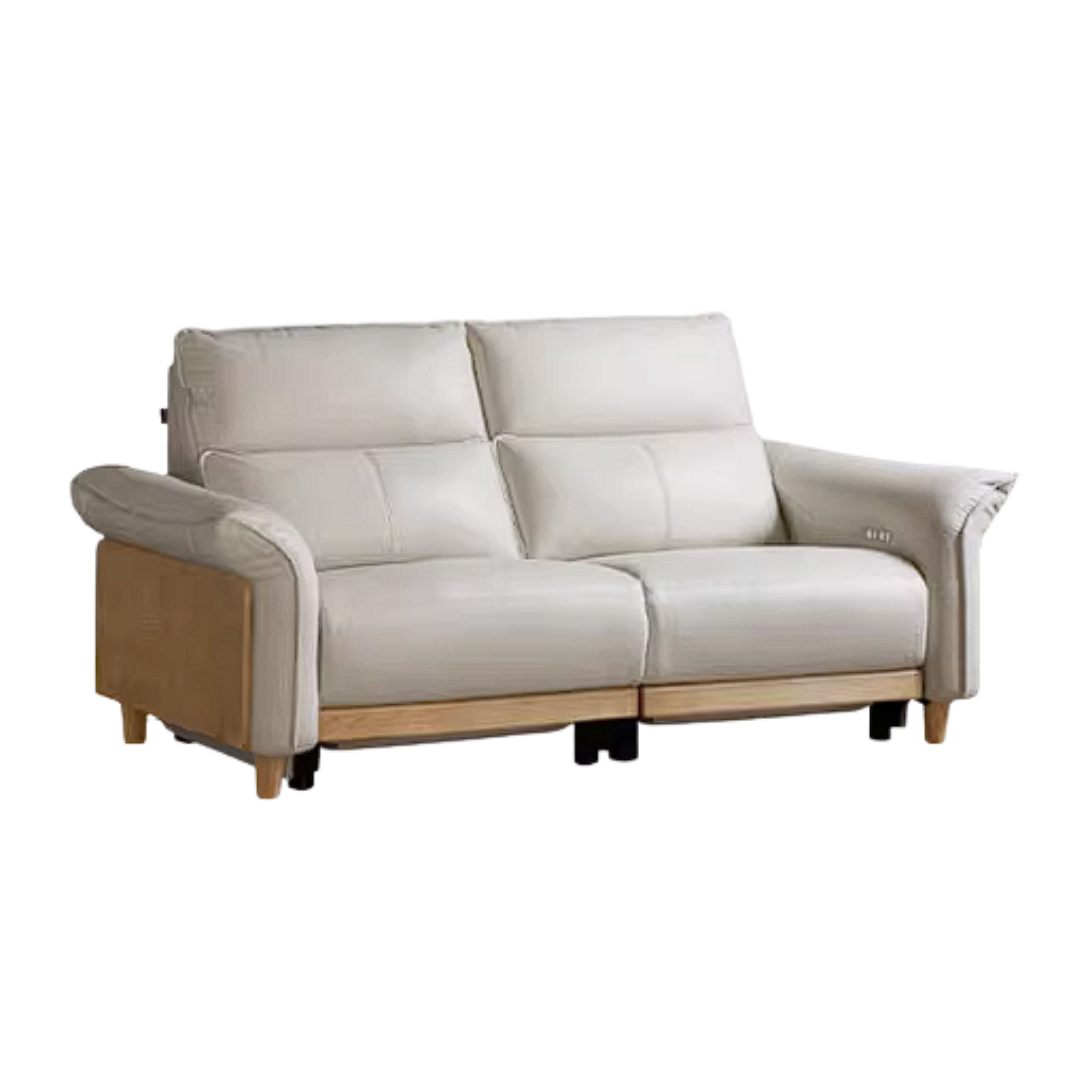 Ash Solid Wood Genuine Leather Modern Electric Reclining Sofa