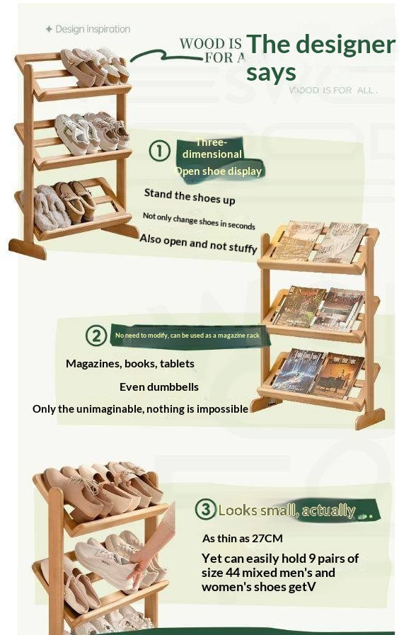 Beech Solid Wood Multi Layer Ultra Thin Shoe Racks