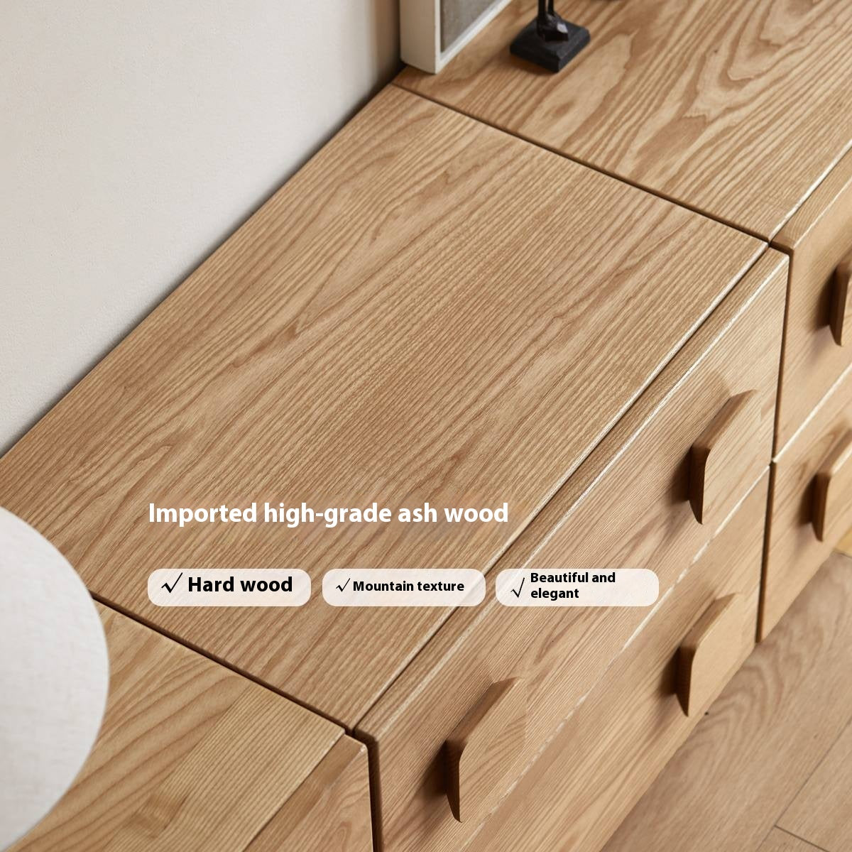 Ash Solid Wood Floor-Standing Module Combination TV Stand