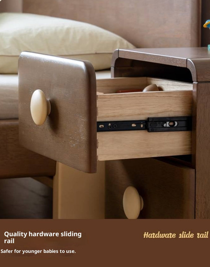 Solid Rubberwood Solid Wood Retro Style Kids Nightstand
