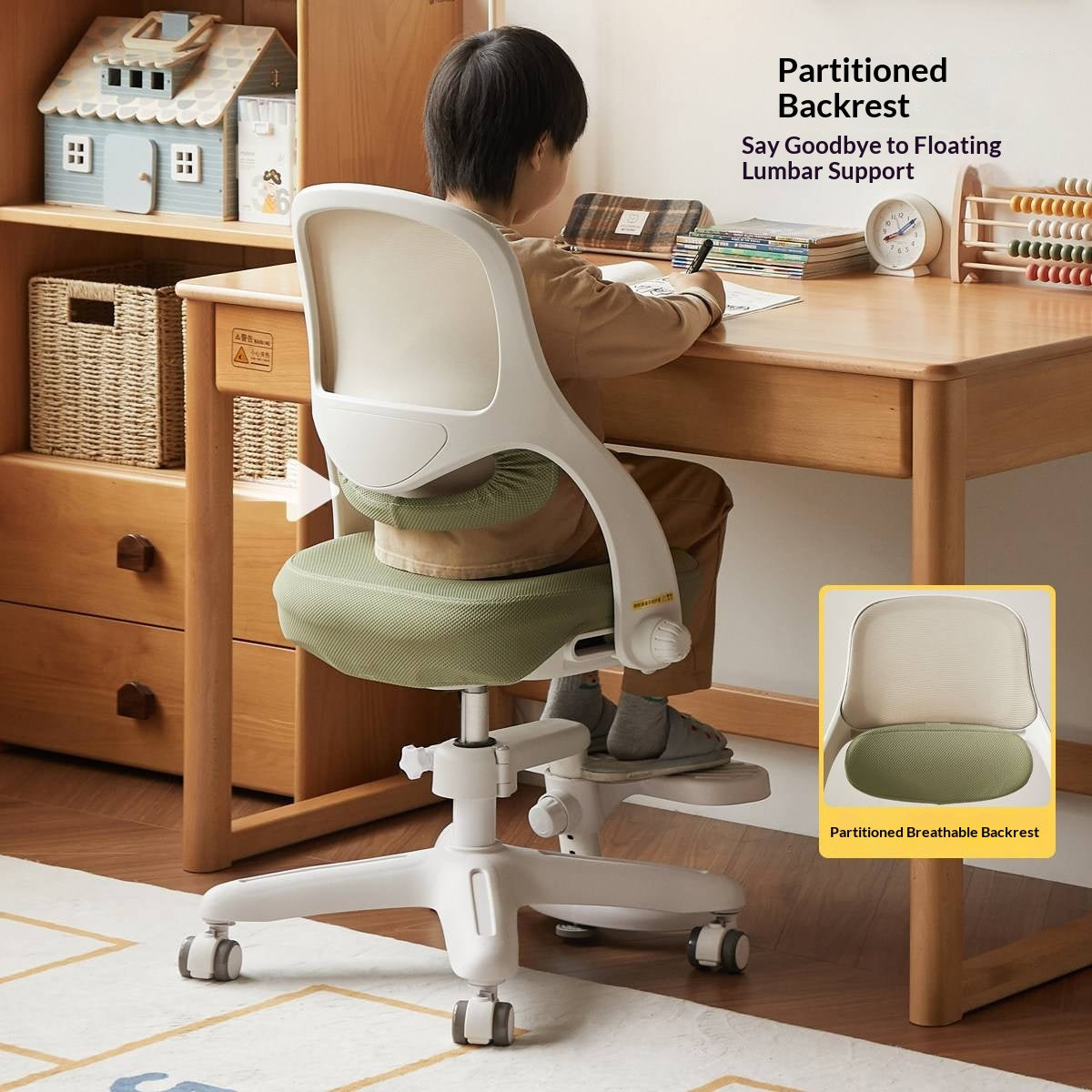 Kids Adjustable Swivel Study Chair with Footrest