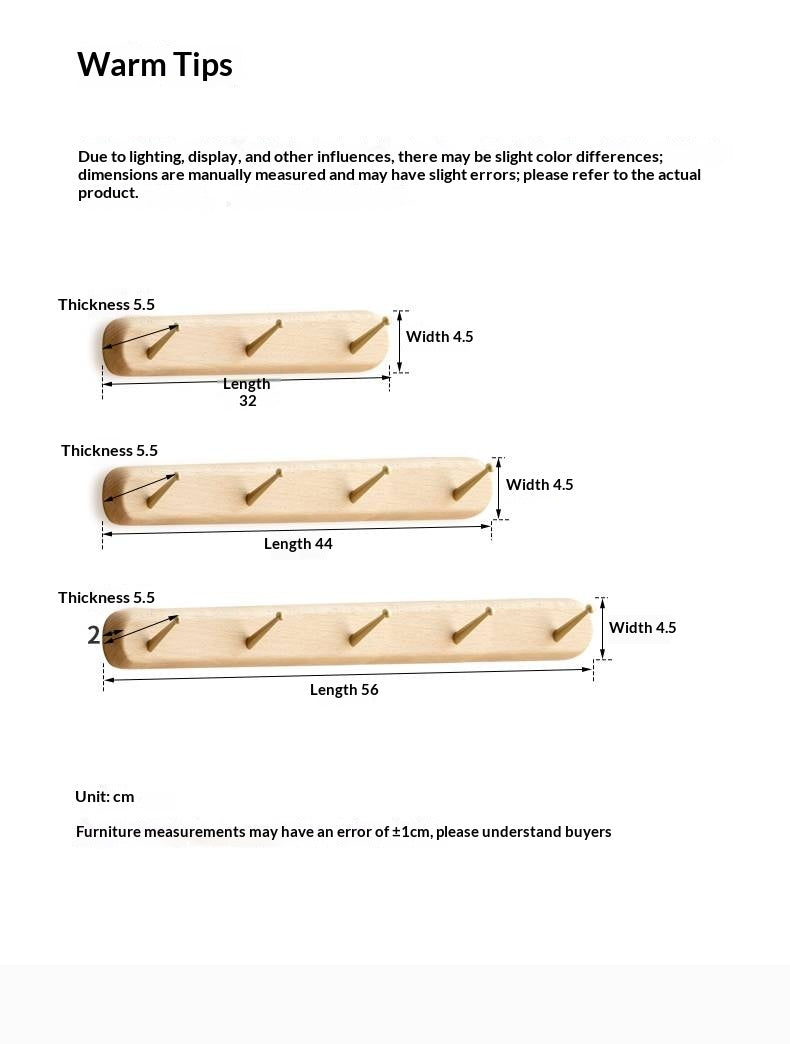Beech, Acacia Solid Wood Hanging Clothes and Hat Rack