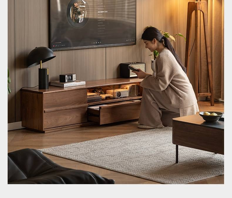 Black Walnut Solid Wood TV Stand.