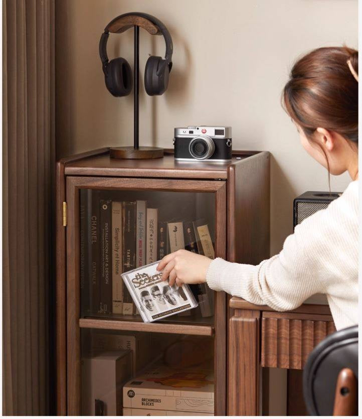 Sandalwood, Black Walnut Solid Wood Floor Storage Cabinet.