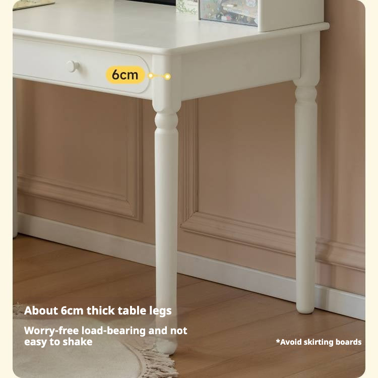 Rubber Solid Wood Cream Style Children's Desk.