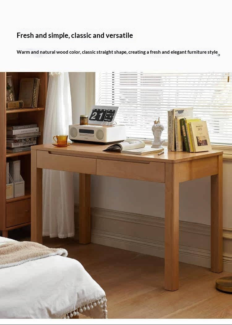 Beech Solid Wood Study Computer Office Desk