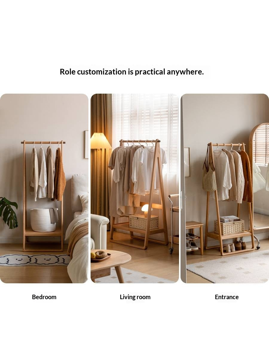 Solid Rubberwood Nordic Minimalist Standing Hanger