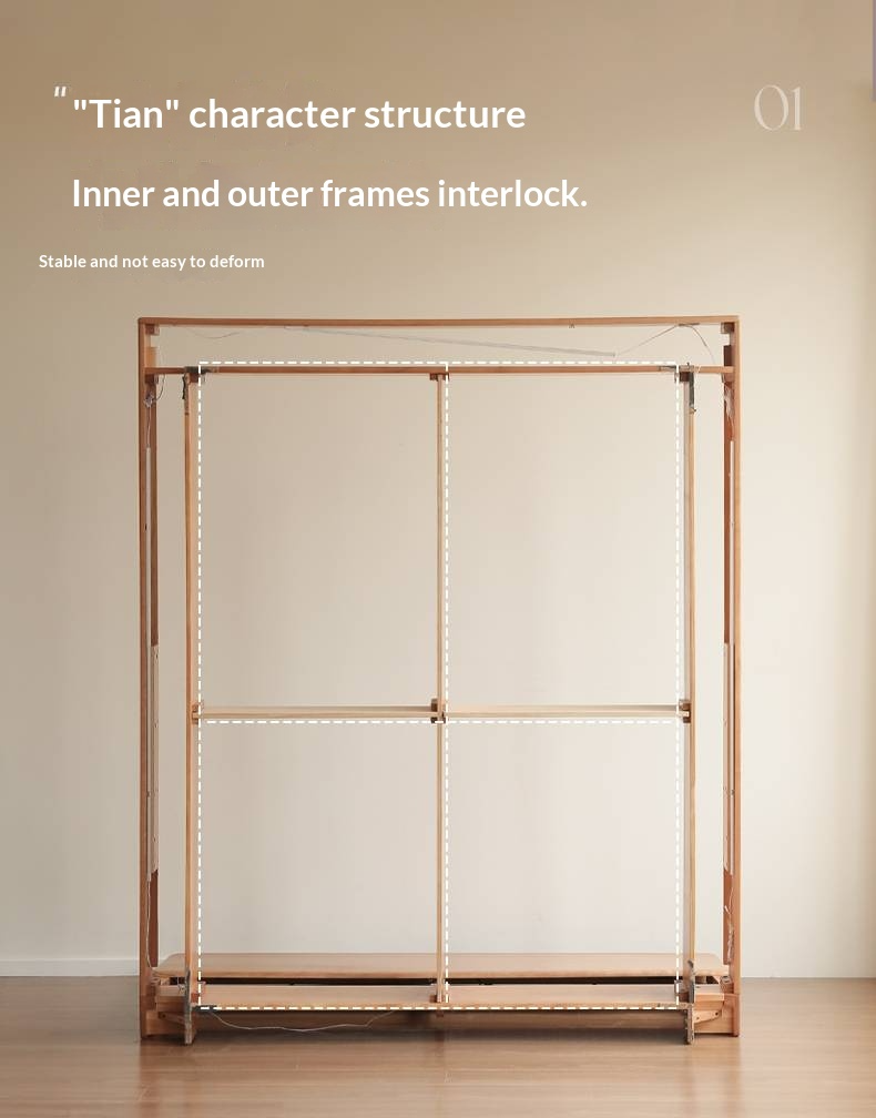 Cherry Solid Wood Modern Minimalist Storage Box Bed with Suspension Design