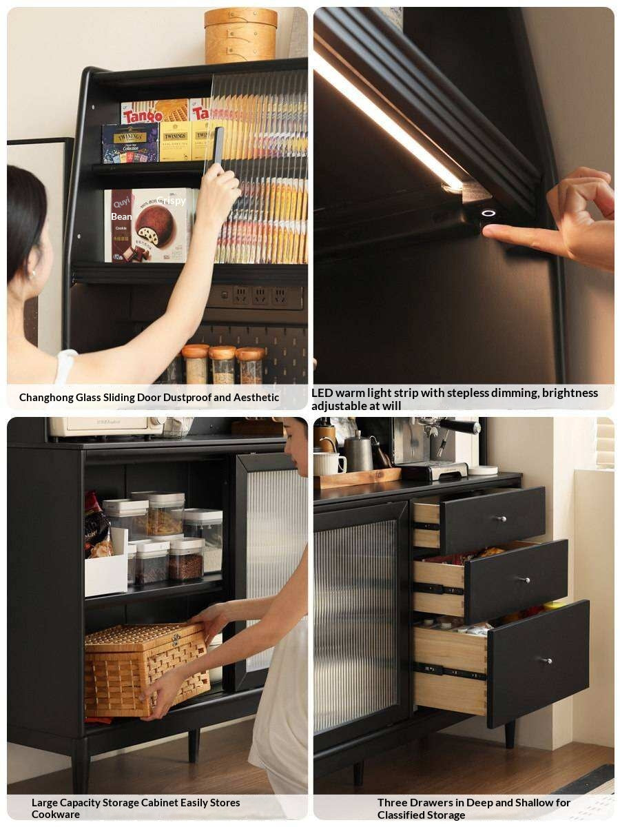 Solid Rubberwood Restaurant Modern Sideboard