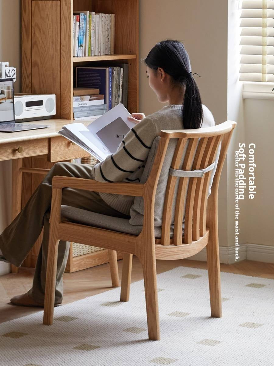 Cherry, Ash, Oak, Beech Solid Wood Book Chair Comfortable Soft Back Chair